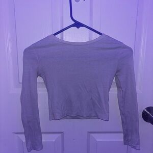 SHEIN White Fitted Crop Long Sleeve Blouse